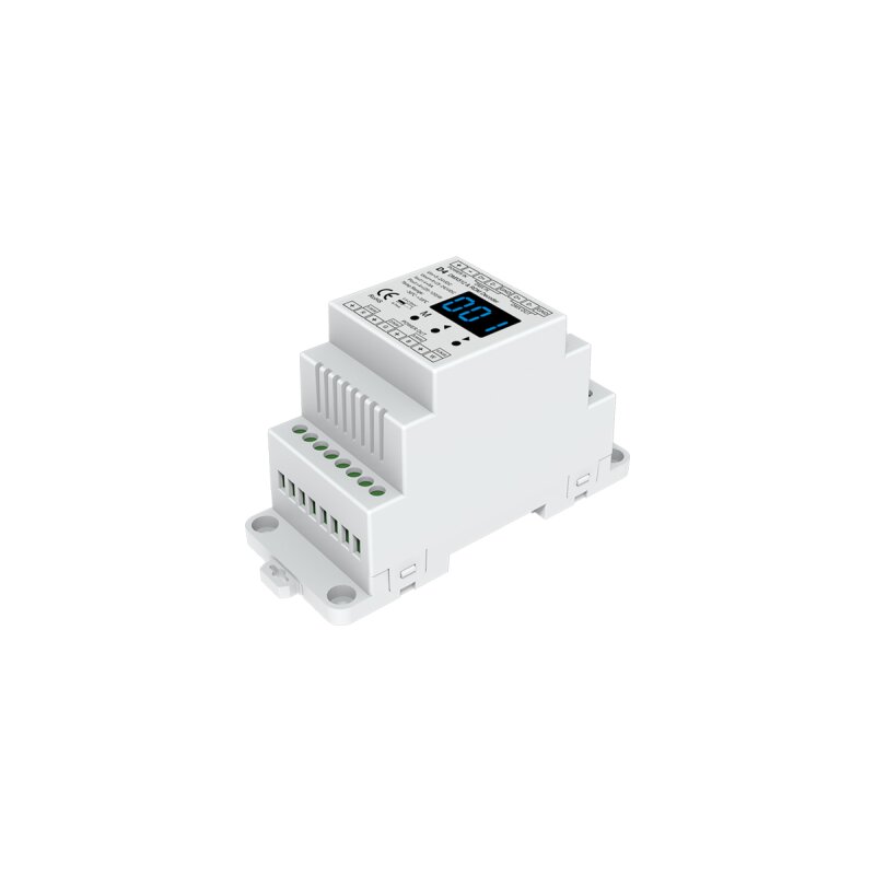 Récepteur/variateur DMX avec fonction stand alone intégrée 4 canaux 12-24V DC 4x5A rail DIN
