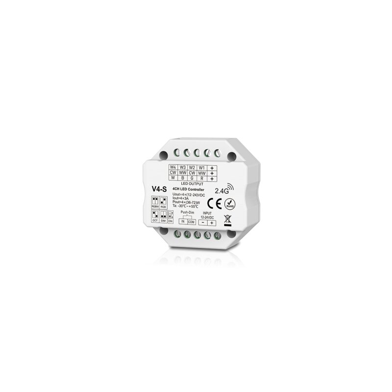 Récepteur/variateur sans fil 4 en 1 pour bande LED multicolore Technologie Fusion 4x 3A 12-24V