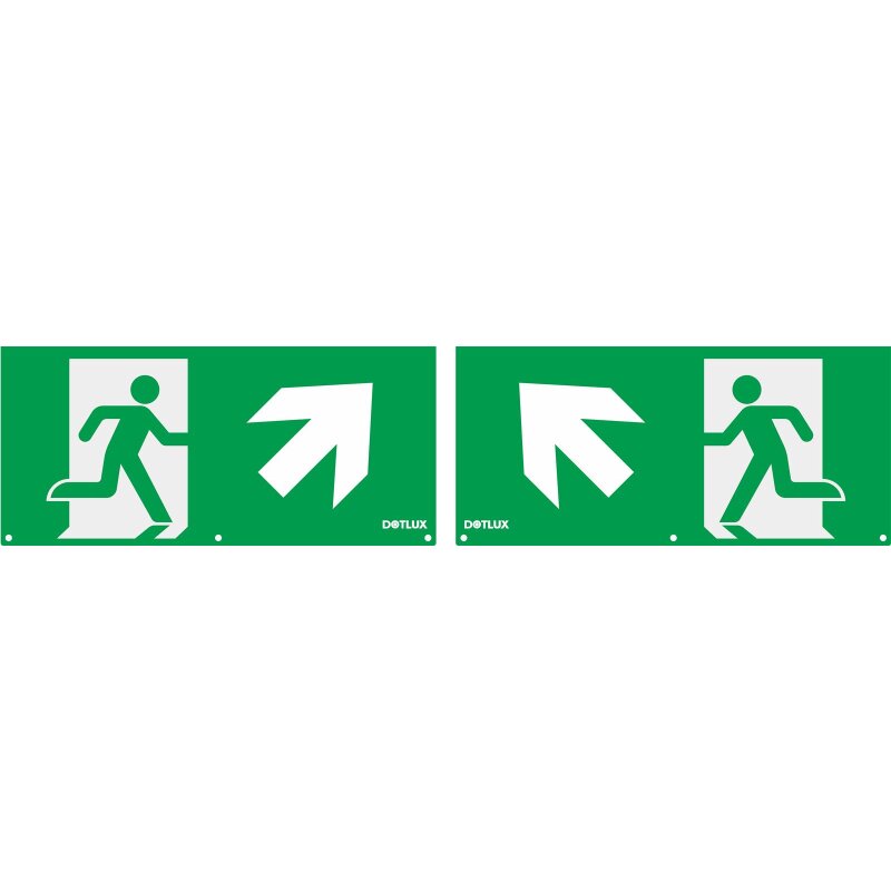 Set de pictogrammes étendu Flèche diagonale en haut à gauche et à droite pour luminaire de secours à LED EXITmulti (article 3177) Set 2 pièces