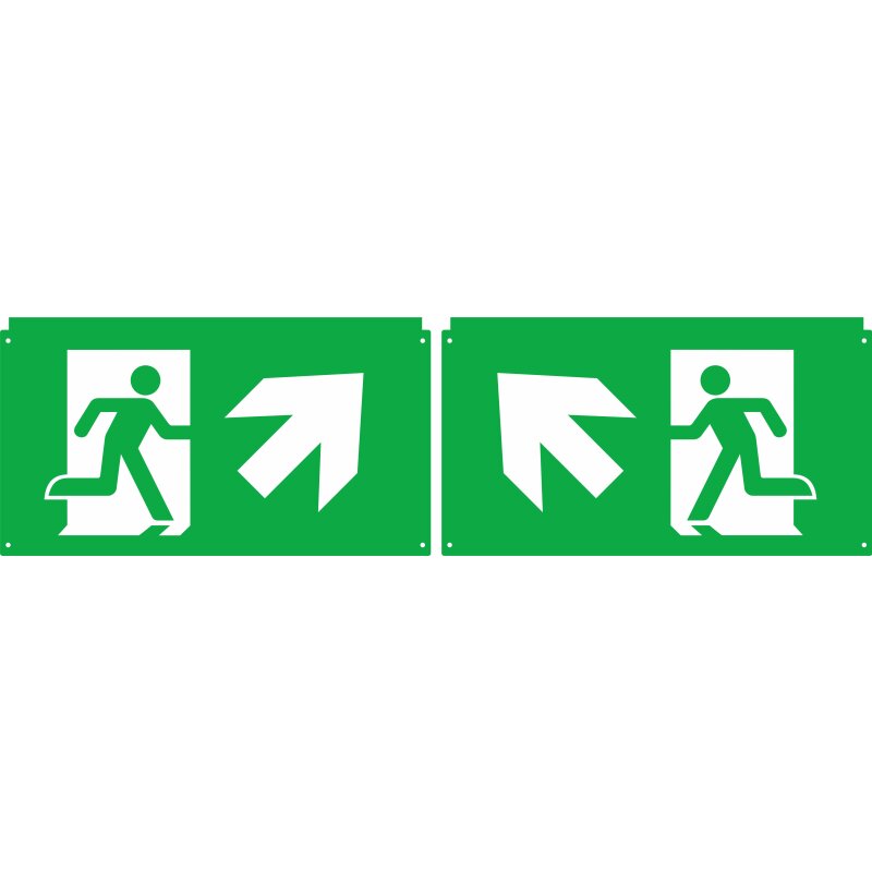 Jeu de pictogrammes étendu Flèche diagonale en haut à gauche et à droite pour luminaire de secours à LED EXITflip Set 2 pièces