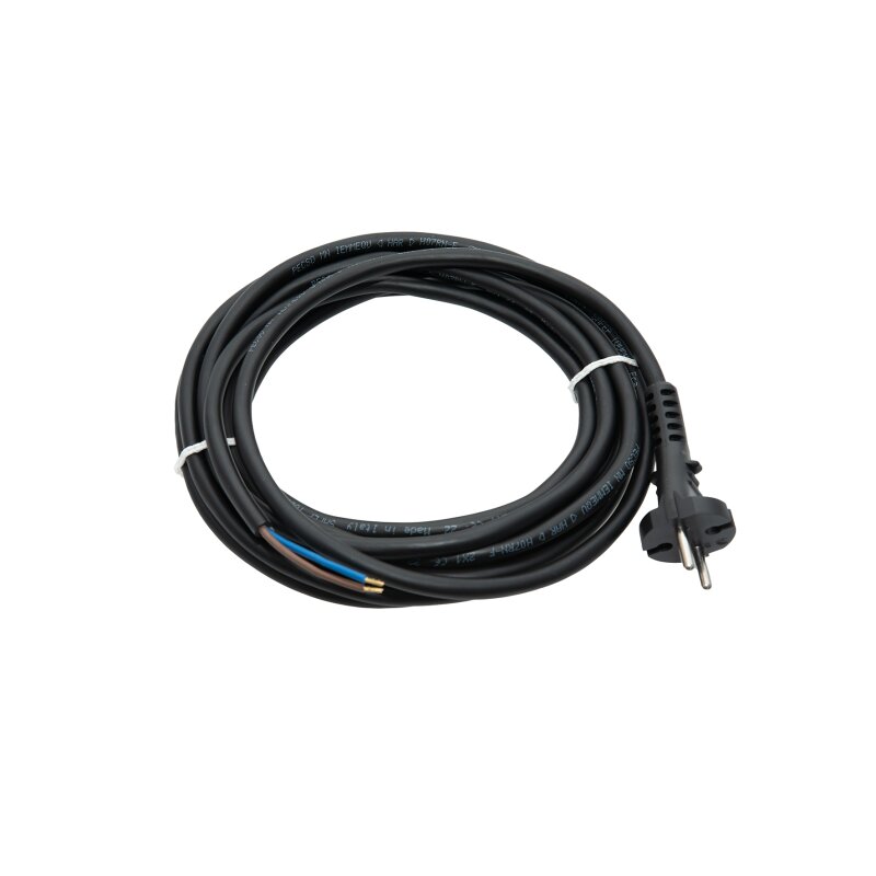Câble secteur fiche contoure 5m noir extrémité ouverte