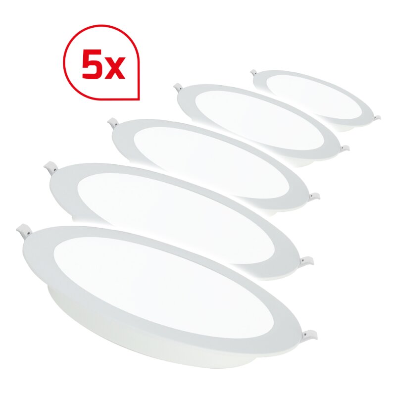 Downlight à LED CIRCLEflat 6W 4000K incl. pilote set 5 pièces