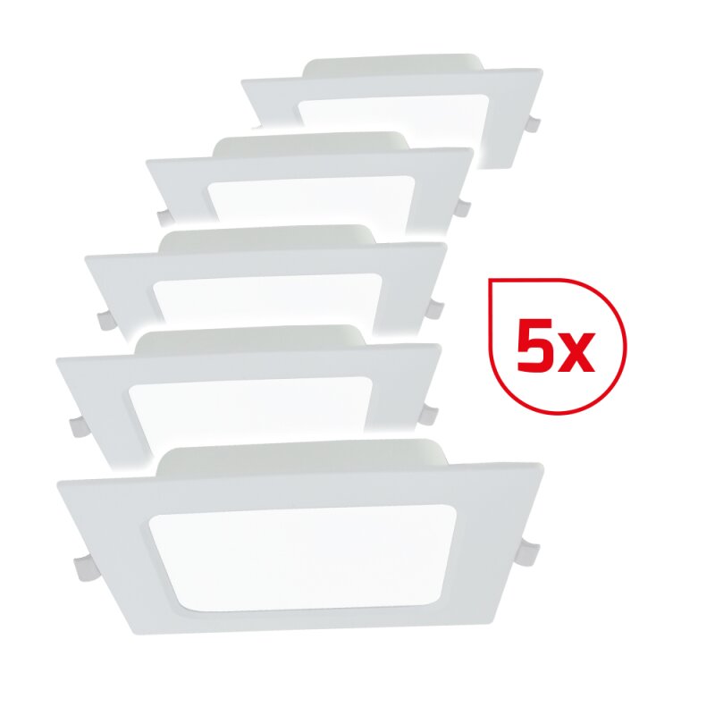 Panneau LED encastrable SQUAREeco IP20 16W 3000K 175x175mm kit 5 pièces