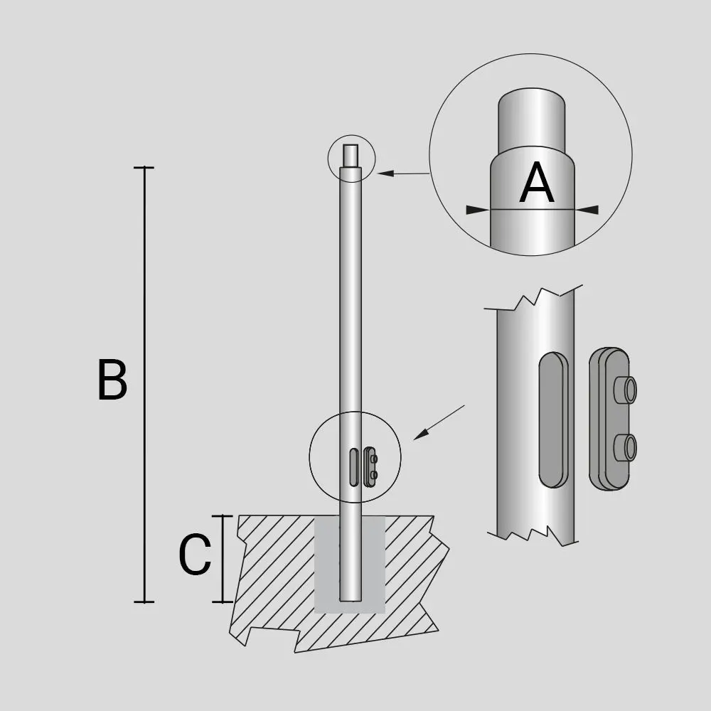 Poteau cylindrique Ø 76 mm 