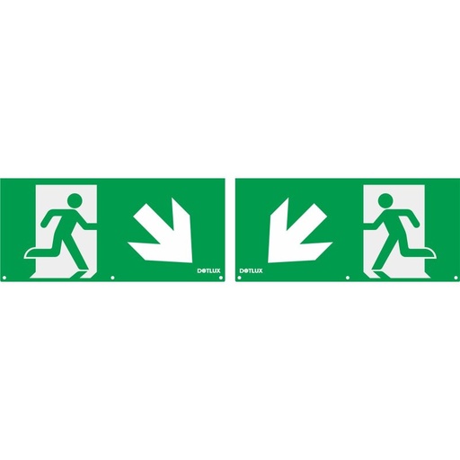 [DX5403] Jeu de pictogrammes étendu Flèche diagonale gauche et droite en bas pour luminaire de secours à LED EXITmulti (article 3177) Jeu de 2 pièces