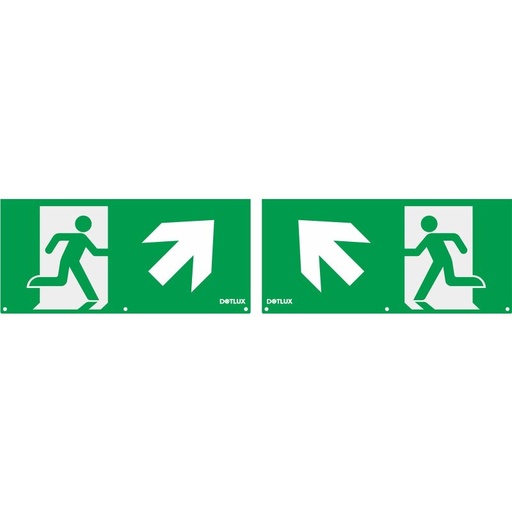 [DX5404] Set de pictogrammes étendu Flèche diagonale en haut à gauche et à droite pour luminaire de secours à LED EXITmulti (article 3177) Set 2 pièces