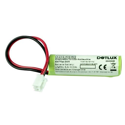 [DX5411] Batterie de rechange pour lampe de secours à LED EXITflat (art. n° 5406) Li-FePO4 18650 3.2V 1500mAh