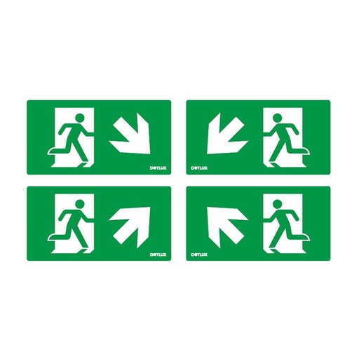 [DX5412] Jeu de pictogrammes étendu Flèche diagonale pour lampe de secours à LED EXIT (article 5406) Jeu de 4 pièces