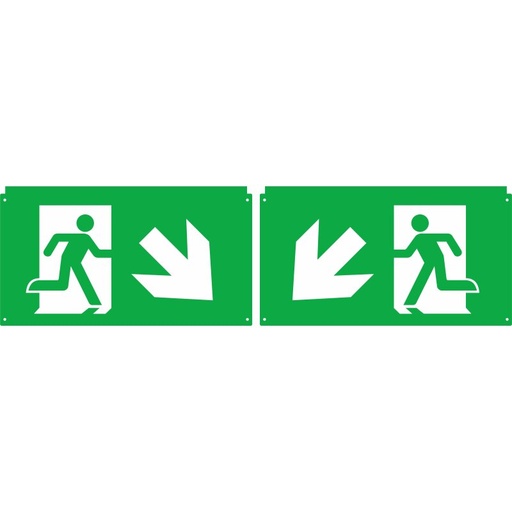 [DX5526] Jeu de pictogrammes étendu Flèche diagonale gauche et droite en bas pour luminaire de secours à LED EXITflip Set 2 pièces