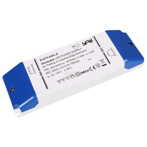 [DX4522-24] Bloc d'alimentation LED CV 24 DC 12-75W 0,5-3,1A dimmable début/fin de phase IP20