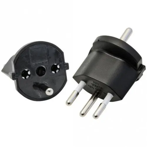 [MH135800] Adapt. fixe MH 3L 10A 230VAC Schuko/T12 CEE7/7-CH T12, noir