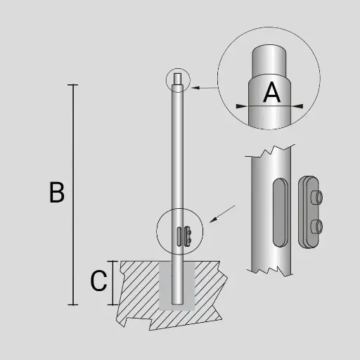 [ARC1097016X-21] Poteau cylindrique Ø 76mm 3.5m Aluminium - 21
